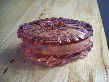 Fenton Glass Pink Cabbage Rose Trinket Box w/ Lid picture