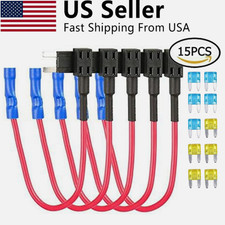 15PCS Fuse TAP Adapter Kit 12V 15 Amp 20Amp Car Add-a-circuit Mini ATM APM Blade picture