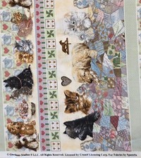 Vtg Spectrix Cats Dogs Quilted Friends Border Stripe Fabric Giordano 6yds+23