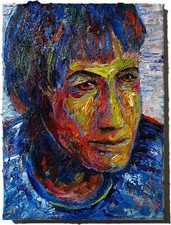 ORIGINAL FAUVE POP ART SIGNED OIL PAINTING ABSTRACT PORTRAIT VINTAGE FOR SALE NR picture