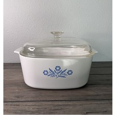 Vintage Corning Ware Blue Cornflower A-5-B 5Quart Casserole Dish w/Pyrex A-12-C picture
