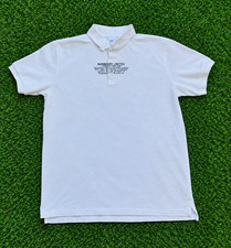 Burberry Men’s White Polo Shirt L Short Sleeve Cotton Knit Logo Collared picture