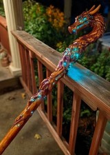ART-wooden walking stick Hand Carved handmade Dragon wooden walking gift A picture