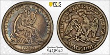 1882 SEATED LIBERTY HALF DOLLAR PCGS VF20 TONED BEAUTIFUL COIN picture