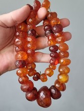 Rare Antique Baltic Amber Necklace 166g Large Faceted Graduated Beads Cherry... picture