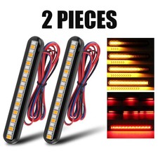 2x Motorcycle LED Flowing Strip Light Brake Turn Signal Sequential DRL Amber Red picture