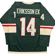 Autographed/Signed Joel Eriksson Ek Minnesota Green Hockey Jersey Beckett COA picture