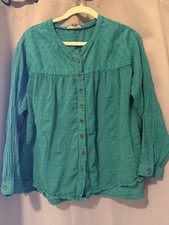 Pilcro by Anthropologie Women’s Solid Blue Button-Front Long Sleeve Blouse M picture