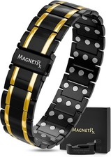 MagnetRX® 3X Strength Titanium Magnetic Bracelet Fold-Over Clasp (Black & Gold) picture