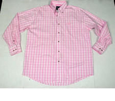 Vintage 90s Y2K Wrangler Gingham Plaid Western Shirt Mens L Pink Breast Cancer picture