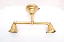 Vintage ATQ Mission Arts & Crafts Brass Pendant Chandelier Light Fixture 2 Arm picture