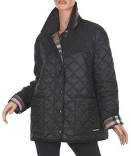 NEW BURBERRY LADIES BLACK DIAMOND QUILTED LOGO ZIPPED JACKET L LARGE picture