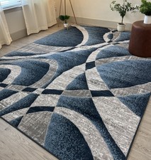 Large Contemporary Area Rugs Carpet Living Room Rugs 8’x10’ Blue picture