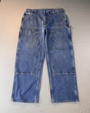 Carhartt B73 DST Jeans Mens 38x30 (36/29) Blue Dungaree Double Knee Distressed picture