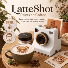 Retro Camera Latte Art Printer - Stencil Tool for Coffee Lovers Gift picture
