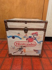 VINTAGE 1980s Nintendo Super Mario Zelda Wood Box Toy Chest Storage Used picture