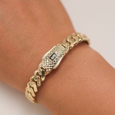 9mm Diamond-Cut Monaco Chain Miami Cuban Link Flexible Bangle Bracelet 10K Gold picture