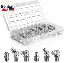 110 Piece Grease Fittings Kit SAE Zerk Assortment Straight 45 and 90 Degree picture
