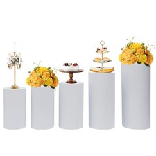 Cylinder Stands For Party-set Of 5 White Cylinder Pedestal Stand Decoration picture