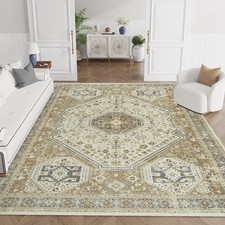 8 x 10 Area Rug Washable Vintage Floral Rug Indoor  Soft Carpet for Living Room picture