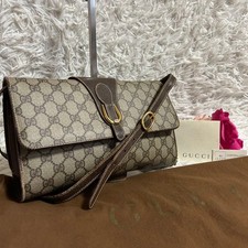 Gucci GG Leather Shoulder Bag Beige Brown Authentic Classic Crossbody picture