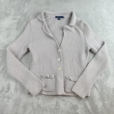 Vintage Boden Cardigan Womens 8 Grey Chunky Knit Cotton Patch Pockets Textured picture