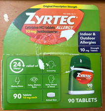 Zyrtec Allergy Relief 10mg Tab 90/ct  Dmg. Box  EXP: 03/2028 picture