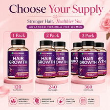 1-3 Pack Women's Hair Growth Supplement Biotin Collagen MSM Saw Palmetto picture