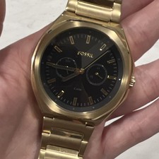 Fossil Evanston BQ2611 Gold Stainless Steel Men’s Watch Black Dial Multifunction picture