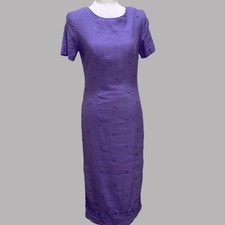 Talbots Purple Women Short Sleeves Embroidered Dress Size 2 Petite Timeless picture
