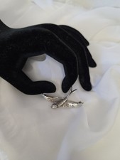 Sterling Silver Swallow Repousse Bird Pin Vintage Brooch - 7.2g picture