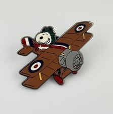Vtg Peanuts Snoopy Pilot Plane Biplane Enamel Lapel Pin Button WWI Flying Ace picture