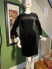 Vtg Laura Ashley Velvet Beaded Body Con L/S Mini Cocktail Party Dress 6 36/30 picture