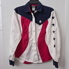 Vintage Roughrider by Circle T Red White And Blue Patriotic Pearl Snaps  picture
