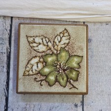 Vintage S Marco Italy Ceramica Floral Flower Tile Trivet Wood Frame  picture