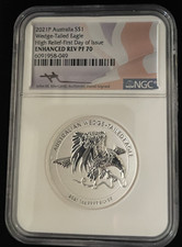2021 Australia $2 Silver 0.9999 Wedge-Tailed Eagle UHR FDOI NGC Rev PF70 picture