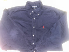 Vintage Ralph Lauren Mens Linen Navy Blue Button-Up Shirt Size X-Large picture