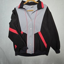 Vtg 80s GW Division of Graff Colorblock Jacket Shirt Top Large Gray  Red USA  picture