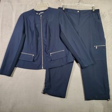 Zenergy by Chicos 2 Piece Set Women M Navy Blue Cargo Athleisure Gorpcore Travel picture