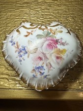 Antique MTR Limoges France Hand Painted Porcelain Dresser Box Floral Design READ picture