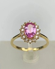 2.55 Ct Oval Cut Natural Pink  Sapphire & Diamond Wedding Ring 14K Yellow Gold picture