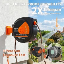 GRAVEE Retractable Garden Hose Reel 1/2x100ft 180° Swivel Wall-Mounted picture