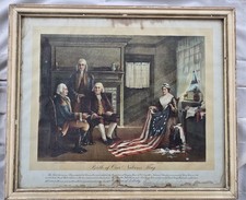 Vintage Betsy Ross American Flag Historical Print – George Washington –... picture