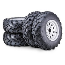 FREE COUNTRY ATV Tire & Wheel 25X8-12 25X10-12 Black Elk 4x110 5+2 Silver Wheels picture