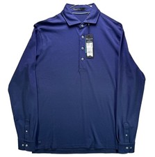 Greyson Polo Shirt Mens Medium Maltese Blue Omaha Long Sleeve Preppy Golf NWT picture