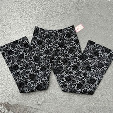 Lace Print Flare Bell Bottom Handmade Low Waist Pants picture