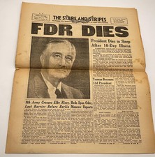 Original Vintage April 13 1945 Stars And Stripes Newspaper FDR Dead President T picture