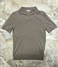 Reiss Men's Gray Wool Knit Short Sleeve Collared Polo Shirt Size S picture