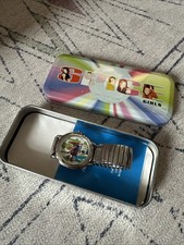 Vintage 1997 Spice Girls Silver Metal Wrist Watch With Tin Case (Not Working) picture
