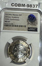 2023Mo Mexico 20 Pesos Military Academy 200th Anniversary NGC MS 67 COBM-9837 picture